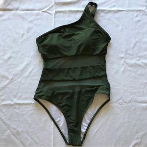 Blooming Jelly, Small, Olive Green One-piece Swimsuit